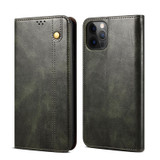 Simple Wax Crazy Horse Texture Horizontal Flip Leather Case with Card Slots & Wallet For iPhone 13 Pro Max(Dark Green)