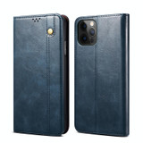 Simple Wax Crazy Horse Texture Horizontal Flip Leather Case with Card Slots & Wallet For iPhone 13 Pro Max(Navy Blue)