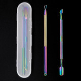 3 Sets 2-in-1 Color Titanium Nail Remover Set Stainless Steel Double-headed Dead Skin Push Set