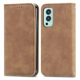 For OnePlus Nord 2 Retro Skin Feel Business Magnetic Horizontal Flip Leather Case with Holder & Card Slots & Wallet & Photo Frame(Brwon)