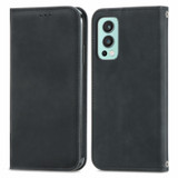 For OnePlus Nord 2 Retro Skin Feel Business Magnetic Horizontal Flip Leather Case with Holder & Card Slots & Wallet & Photo Frame(Black)
