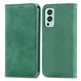 For OnePlus Nord 2 Retro Skin Feel Business Magnetic Horizontal Flip Leather Case with Holder & Card Slots & Wallet & Photo Frame(Green)