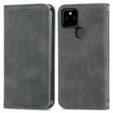 For Google Pixel 5a 5G Retro Skin Feel Business Magnetic Horizontal Flip Leather Case with Holder & Card Slots & Wallet & Photo Frame(Gray)