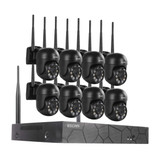 ESCAM WNK618 3.0 Million Pixels 8-channel Wireless Dome Camera HD NVR Security System, Support Motion Detection & Two-way Audio & Full-color Night Vision & TF Card, EU Plug