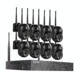 ESCAM WNK618 3.0 Million Pixels 8-channel Wireless Dome Camera HD NVR Security System, Support Motion Detection & Two-way Audio & Full-color Night Vision & TF Card, UK Plug