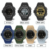SANDA 2106 LED Digital Display Luminous Alarm Clock Men Outdoor Sports Electronic Watch(Army Green)
