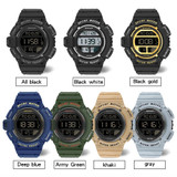 SANDA 2106 LED Digital Display Luminous Alarm Clock Men Outdoor Sports Electronic Watch(Black Gold)