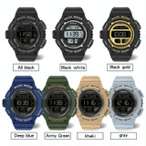 SANDA 2106 LED Digital Display Luminous Alarm Clock Men Outdoor Sports Electronic Watch(Khaki)