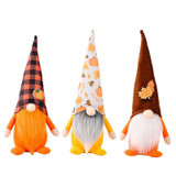 Pumpkin Maple Leaf No Face Standing Doll Decoration Shopping Mall Home Thanksgiving Halloween Decoration(Plaid Hat)