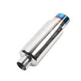 Universal Car / Motorcycles Stainless Exhaust Pipe Muffler 2 inch to 3 inch Bevel Tail Grilled Blue Version