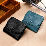 Leather Coin Bag Small Portable Wallet Mini Card Package(Black)