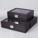 Carbon Fiber PU Leather Watch Box Jewelry Storage Box Packaging Box, Style: 6 + 3