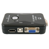HW1701  2 into 1 out KVM Switcher 2 Port Manual VGA Switch USB With Keyboard Mouse Switching(Black)