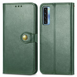 For TCL 20S Solid Color Leather Buckle Phone Case with Lanyard & Photo Frame & Card Slot & Wallet & Stand Function(Green)