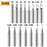 15 PCS / Set Soldering Tips 936 Soldering Station Pure Copper Soldering Iron Tips Lead-Free Soldering Iron Tips