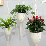 2 PCS Handmade Hemp Rope Hanging Plastic Water Storage Flowerpot, Size: D09 Caliber 18.3cm