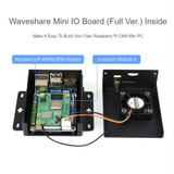 Waveshare Mini IO Board Full Ver Mini-Computer Base Box with Metal Case & Cooling Fan for Raspberry Pi CM4(US Plug)