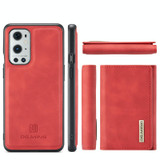 For OnePlus 9 Pro DG.MING M1 Series 3-Fold Multi Card Wallet  Back Cover Shockproof Case with Holder Function(Red)