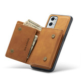 For OnePlus 9 Pro DG.MING M1 Series 3-Fold Multi Card Wallet  Back Cover Shockproof Case with Holder Function(Brown)