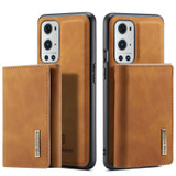 For OnePlus 9 Pro DG.MING M1 Series 3-Fold Multi Card Wallet  Back Cover Shockproof Case with Holder Function(Brown)