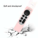 Silicone Protective Case Cover with Rope For Apple TV 4K 4th Siri Remote Controller(Pink)