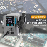 SUGON Hot Air Rework Station LED Display Temperature Adjustable Soldering Station With 5 Nozzles, EU Plug, Model: 2020D