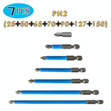 2 Sets 7 PCS PH2 Strong Magnetic Hand Drill Screwdriver Mouth Anti-Slip Screwdriver Bit