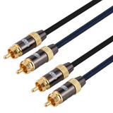 EMK 2 x RCA Male to 2 x RCA Male Gold Plated Connector Nylon Braid Coaxial Audio Cable for TV / Amplifier / Home Theater / DVD, Cable Length:1m(Black)