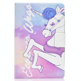 For Galaxy Tab S6 T860 Electric Pressed Left Right Flat Feather Case with Sleep Function Pen Cover & Card Slot & Holder(Pink Horse)