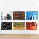 Rhombus Stitching Background Acrylic Mirror Decorative Stickers, Specification: Silver Medium