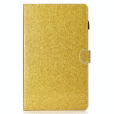 For Galaxy Tab A 8.0 & S Pen (2019) P200 Varnish Glitter Powder Horizontal Flip Leather Case with Holder & Card Slot(Gold)