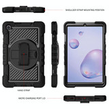 For Samsung Galaxy Tab A 8.4 2020 T307 360 Degree Rotation Contrast Color Shockproof Silicone + PC Case with Holder & Hand Grip Strap & Shoulder Strap(Black)