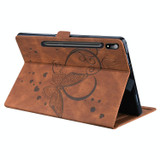 For Samsung Tab S7+ T970 T976B Love Butterfly Pattern Horizontal Flip Leather Case with Holder(Brown)