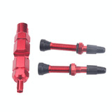 A5592 2 PCS 40mm Red French Tubeless Valve Core with Red Disassembly Tool for Road Bike