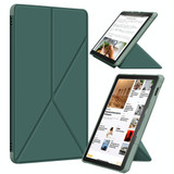 For Amazon Kindle Fire HD 10 / 10 Plus 2021 Multi-folding Horizontal Flip PU Leather Shockproof Case with Holder(Dark Green)
