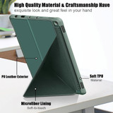 For Amazon Kindle Fire HD 10 / 10 Plus 2021 Multi-folding Horizontal Flip PU Leather Shockproof Case with Holder(Dark Green)