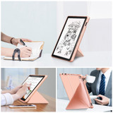 For Amazon Kindle Fire HD 10 / 10 Plus 2021 Multi-folding Horizontal Flip PU Leather Shockproof Case with Holder(Rose Gold)