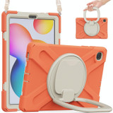 For Samsung Galaxy Tab S6 Lite P610 Silicone + PC Protective Case with Holder & Shoulder Strap(Coral Orange)