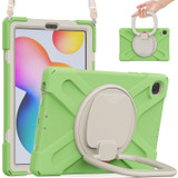 For Samsung Galaxy Tab S6 Lite P610 Silicone + PC Protective Case with Holder & Shoulder Strap(Matcha Green)