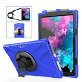 For Microsoft Surface Pro 4 / 5 Shockproof Colorful Silicone + PC Protective Case with Holder & Hand Strap & Pen Slot(Blue)