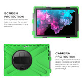 For Microsoft Surface Pro 4 / 5 / 6 / 7 / 7+ Shockproof Colorful Silicone + PC Protective Case with Holder & Hand Strap & Pen Slot(Green)