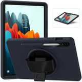 360 Degree Rotation PC + TPU Protective Case with Holder & Hand-strap & Pen Slot For Samsung Galaxy Tab S8 / Galaxy Tab S7 11 inch T870/T875(Dark Blue)