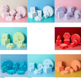 8 in 1 Different Sizes Geometric Cube Solid Color Photography Photo Background Table Shooting Foam Props(Light Blue)