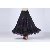 Sequin Flower Swing Modern Dance Skirt (Color:Purple Size:Free Size)