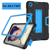 For Samsung Galaxy Tab A 8.4 (2020) T307 Contrast Color Robot Shockproof Silicon + PC Protective Case with Holder(Black + Blue)