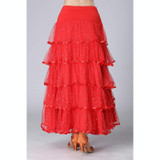 Sequin Swing Modern Dance Long Skirt Competition Costume (Color:Rose Red Size:Free Size)