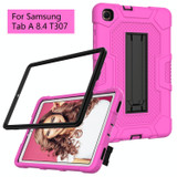 For Samsung Galaxy Tab A 8.4 (2020) / T307 Contrast Color Robot Shockproof Silicone + PC Protective Case with Holder(Rose Red Black)