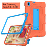 For Samsung Galaxy Tab A 8.4 (2020) / T307 Contrast Color Robot Shockproof Silicone + PC Protective Case with Holder(Orange Blue)