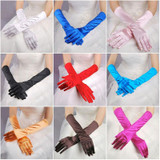 Bride Gloves Satin Long Vintage Travel Sunscreen Dress Wedding Gloves(Orange)