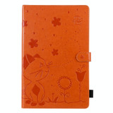 For Samsung Galaxy Tab S6 T860 Cat Bee Embossing Pattern Shockproof Table PC Protective Horizontal Flip Leather Case with Holder & Card Slots & Wallet & Pen Slot & Wake-up / Sleep Function(Orange)
